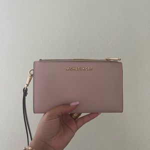 Michael Kors pink wristlet wallet